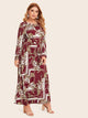 Plus Scarf Print Belted Dress