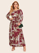 Plus Scarf Print Belted Dress