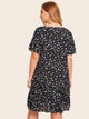 Plus Ditsy Floral Button Front Ruffle Hem Dress