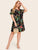 Plus Scallop Cuff Floral Print Tunic Dress