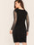  Plus Square Neck Sheer Sleeve Glitter Overlay Dress