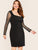  Plus Square Neck Sheer Sleeve Glitter Overlay Dress