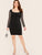  Plus Square Neck Sheer Sleeve Glitter Overlay Dress