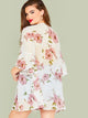 Plus Bell Sleeve Floral Print Kimono