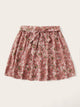 Plus Ditsy Floral Print Belted Skirt