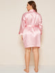 Plus Striped Satin Robe With Belt