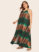 Plus Tie Dye Split Maxi Backless Dress