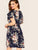 Plus Floral Print Petal Sleeve Belted Dress