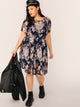  Plus Floral Print Semi Sheer Dress Without Cami