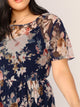  Plus Floral Print Semi Sheer Dress Without Cami
