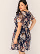  Plus Floral Print Semi Sheer Dress Without Cami
