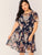 Plus Floral Print Sheer Dress Without Cami