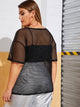 Plus Drop Shoulder Sheer Fishnet Top Without Cami