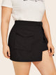 Plus Buckle Detail Pocket Asymmetrical Hem Skirt