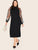 Plus 3D Appliques Mesh Raglan Sleeve Pencil Dress