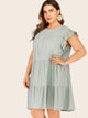 Plus Ruffle Cuff Ruffle Hem Midi Dress