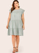 Plus Ruffle Cuff Ruffle Hem Midi Dress