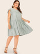 Plus Ruffle Cuff Ruffle Hem Midi Dress