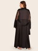 Plus Contrast Lace Satin Robe With Belt