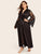 Plus Contrast Lace Satin Robe With Belt