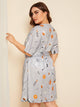 Plus Cartoon Print Robe With Belt