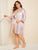 Plus Striped Satin Robe With Belt