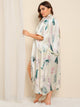 Plus Tropical Satin Robe With Belt