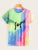 Plus Tie Dye Letter Print Fringe Hem Tee