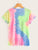 Plus Tie Dye Letter Print Fringe Hem Tee