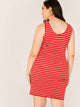  Plus Striped Print Bodycon Tank Dress