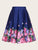 Plus Floral Print Flared Skirt