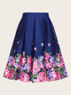 Plus Floral Print Flared Skirt