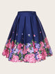 Plus Floral Print Flared Skirt