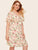 Plus Floral Print Knotted Cuff Dress