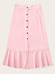 Plus Button Front Ruffle Hem Skirt