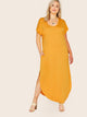  Plus Pocket Side Curved Hem Dress
