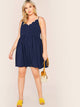  Plus Scallop Trim Flare Slip Dress