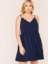  Plus Scallop Trim Flare Slip Dress