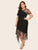 Plus Contrast Lace Asymmetrical Hem Dress