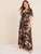  Plus Floral Tie Front Flounce Sleeve Maxi Dress