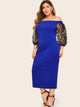  Plus Bardot Pencil Dress With Embroidered Mesh Sleeve