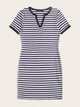  Plus Notch Neck Striped Ringer Dress