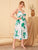 Plus Leaf Print Button Tie Front Cami Dress