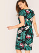 Plus Tropical Floral Print Bodycon Dress