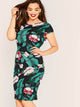 Plus Tropical Floral Print Bodycon Dress