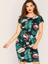 Plus Tropical Floral Print Bodycon Dress