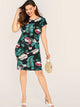 Plus Tropical Floral Print Bodycon Dress