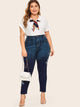 Plus Floral Embroidery Skinny Jeans