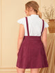 Plus Button Front Corduroy Pinafore Skirt