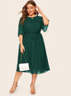 Plus Solid Tie Waist Dress